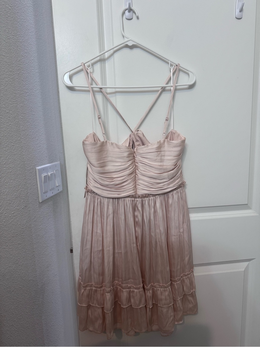 Aqua French Vanilla Ruffle Mini Dress Size L - Picture 2 of 5